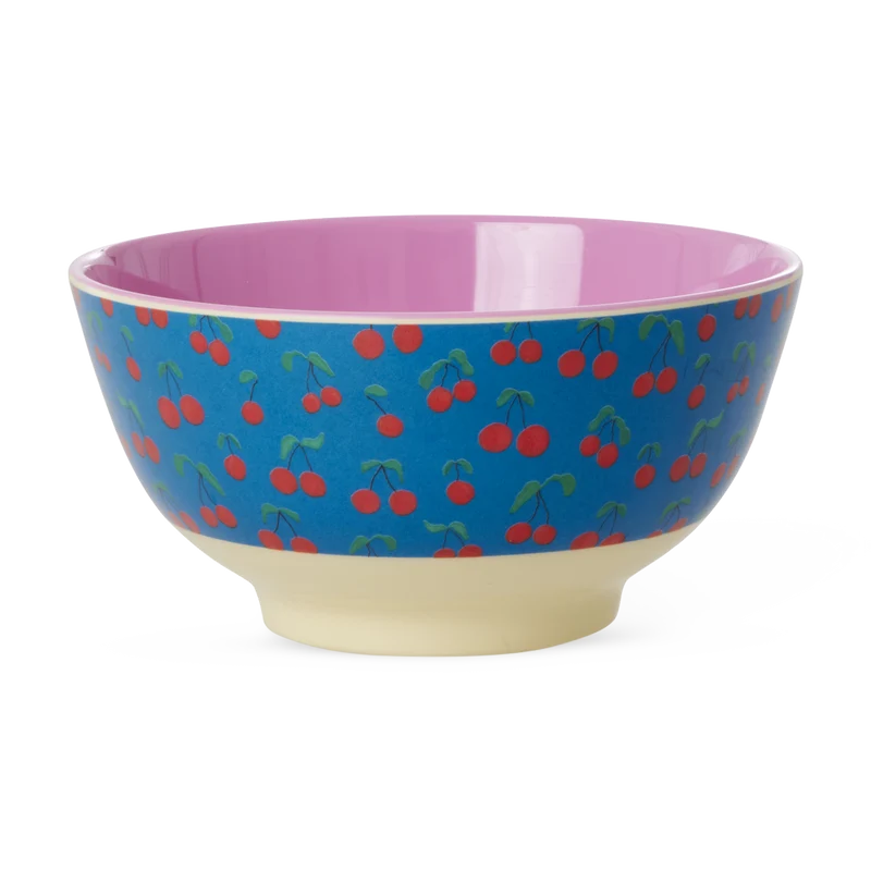 Mellem Skål - Blå - Cherry Love Print