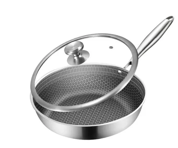 Sartén de acero inoxidable 30 cm panal de abeja, Wok trv
