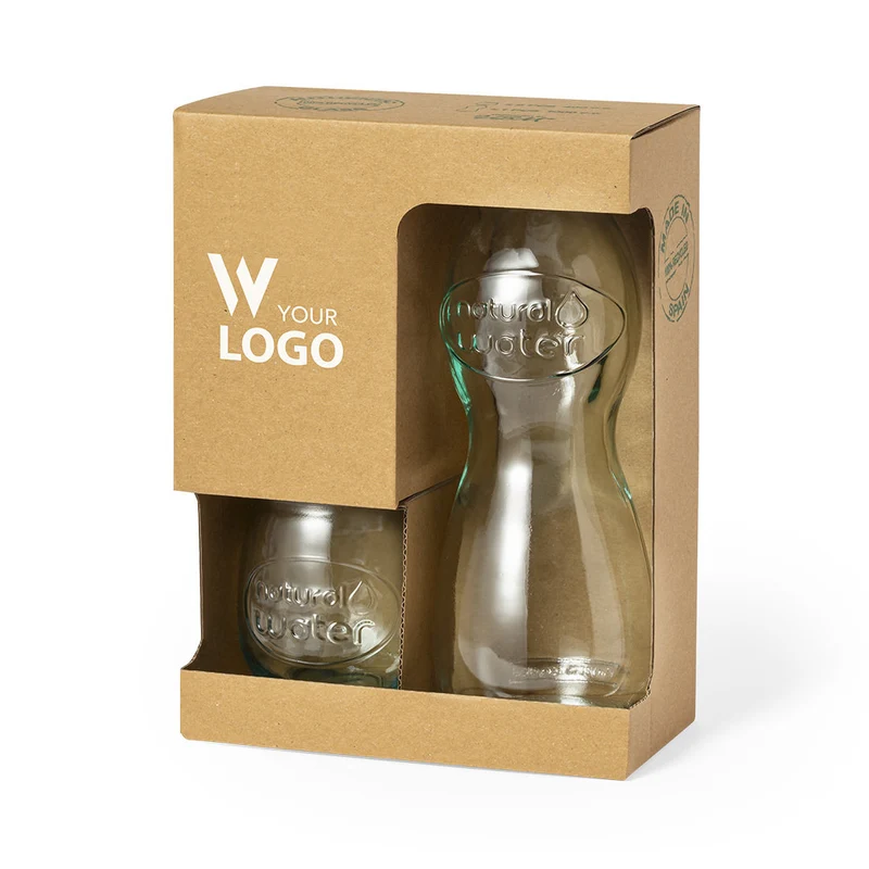 Set Vasos y Botella de Vidrio Reciclado Hasleg 1 L