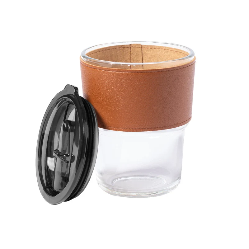 Vaso Take Away de Cristal y Polipiel con Dosificador en Tapa Teils 400 ml