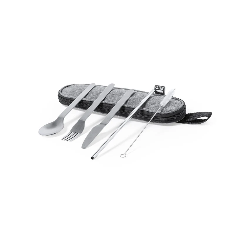 Set de Cubiertos de Acero Inox y Estuche de RPET Reciclado Tailung