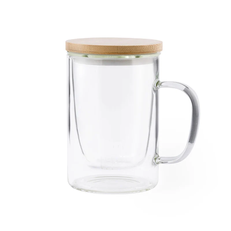 Taza Ecológica para Infusiones de Cristal con Tapa de Bambú Masty 450 ml