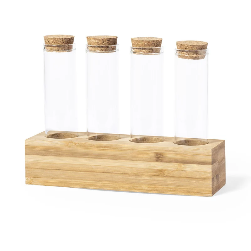 Especiero para Cocina Ecológico de Cristal, Corcho y Bambú Tumber
