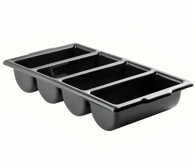 Caja Plastica para Cubiertos de 4 Compartimientos Negro