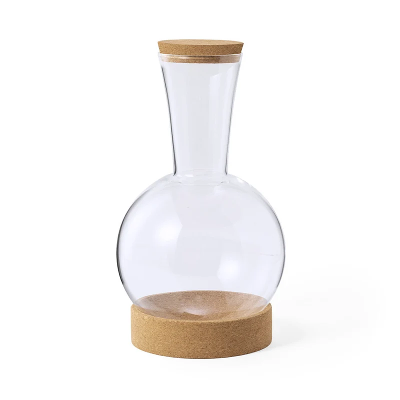 Decantador de Cristal con Base y Tapón de Corcho Seirten