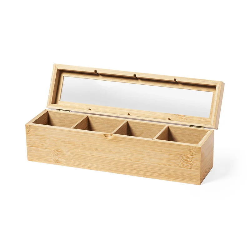 Caja para Té Sostenible de Bambú con 4 Compartimentos Zirkony