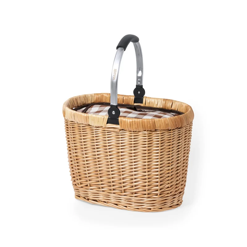 Cesta Nevera Ecológica para Picnic de Mimbre y Aluminio Halbax