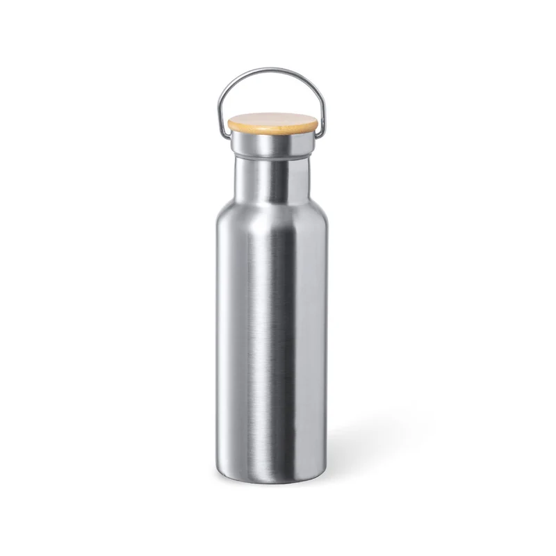 Bidón Térmico de Acero Inoxidable Mate con Tapón en Bambú Duky 500ml
