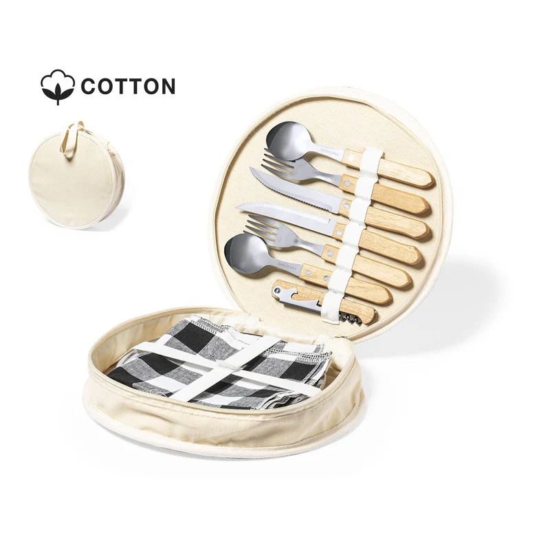 Set de Picnic Ecológico de Algodón con Cubiertos de Inox Scotty