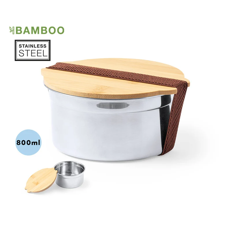 Fiambrera Sostenible Hermética de Acero Inox y Bambú Truit