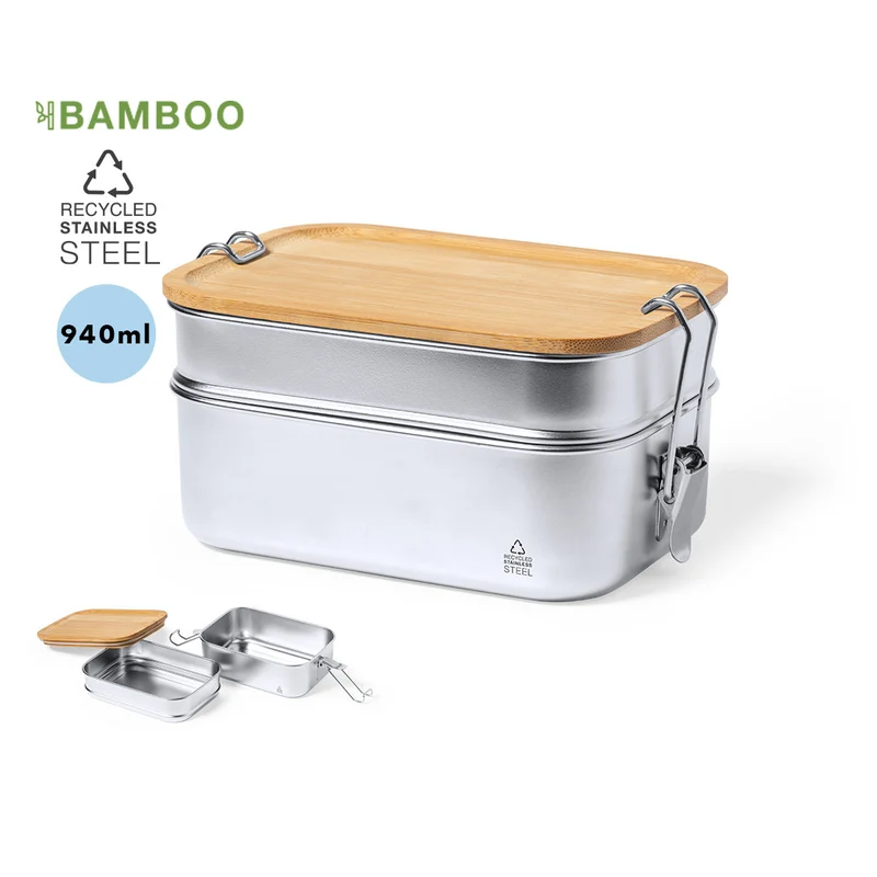 Fiambrera Ecológica Acero Inox Reciclado y Bambú Vickers