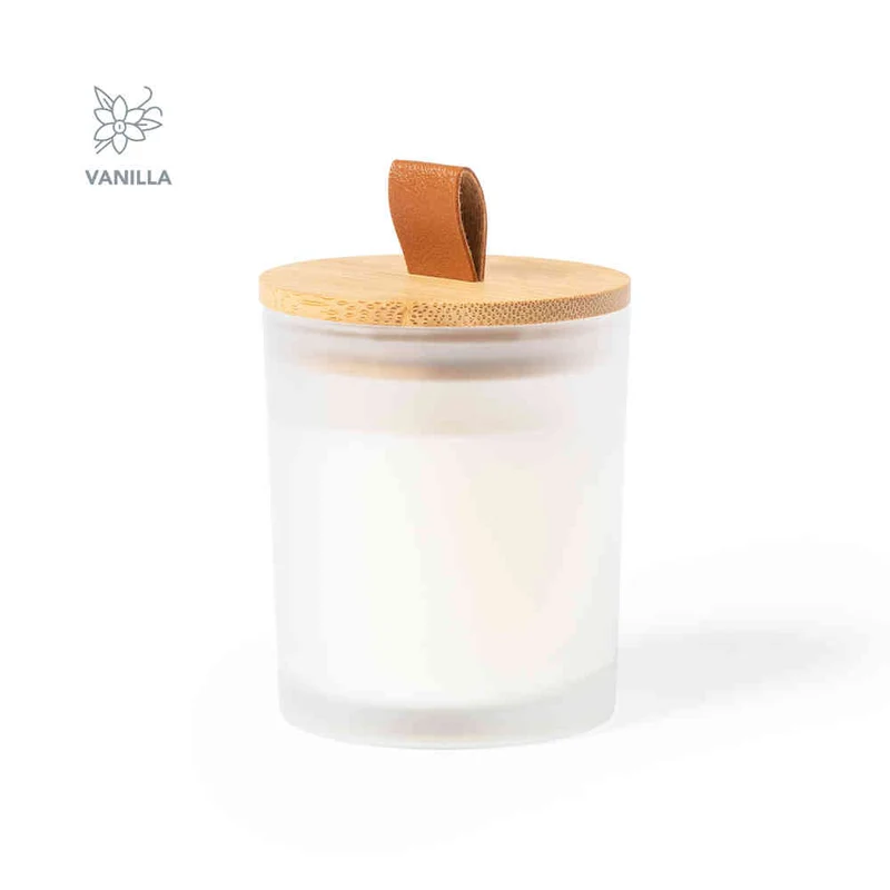 Vela Aromática en Cristal con Tapa de Bambú Lonka