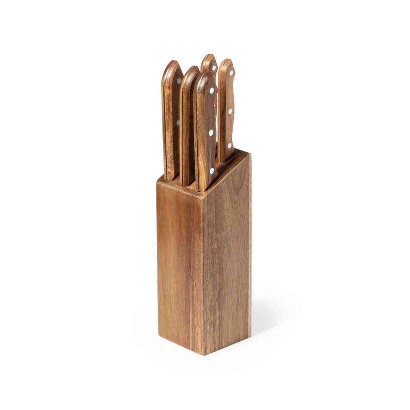 Juego de 5 Cuchillos de Acero Inox y Madera Tacoma