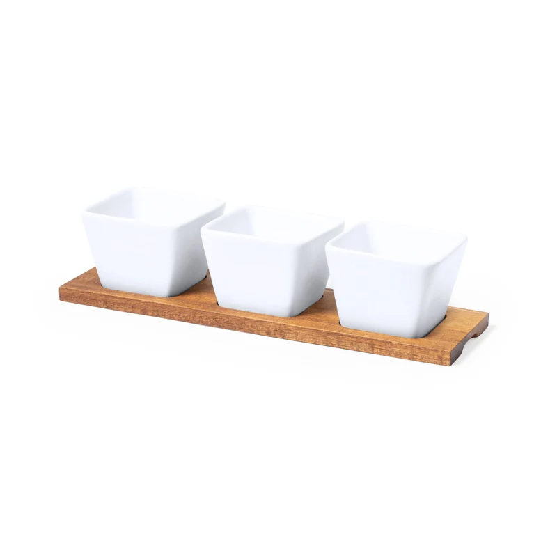 Bandeja de Entremeses Sostenible de Madera con 3 Cuencos Branduk