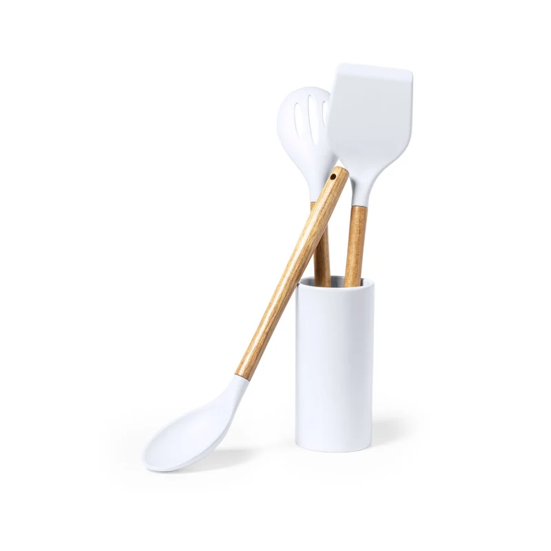 Set Sostenible de 3 Piezas de Cocina de Cerámica y Madera Zaidax