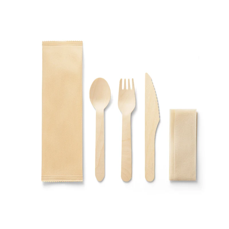 Set Ecológico de 3 Cubiertos Desechables de Madera Suya