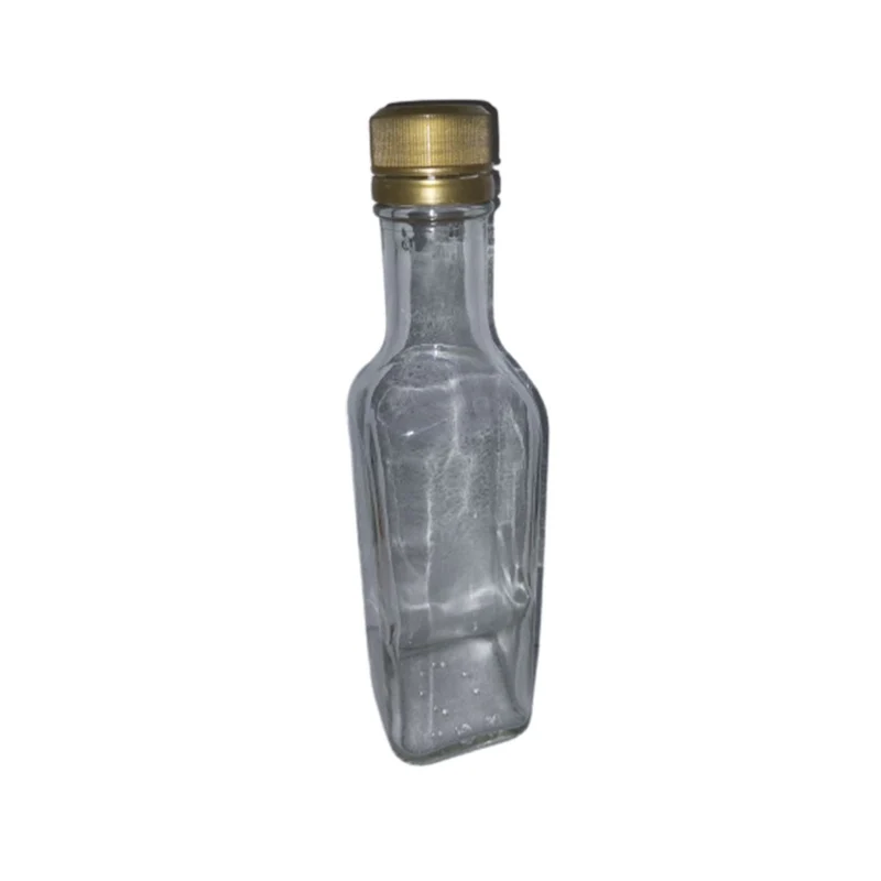 Botella Cuadra de Cristal con Capa de Rosca Dorada Caja Con 24 Piezas Lp