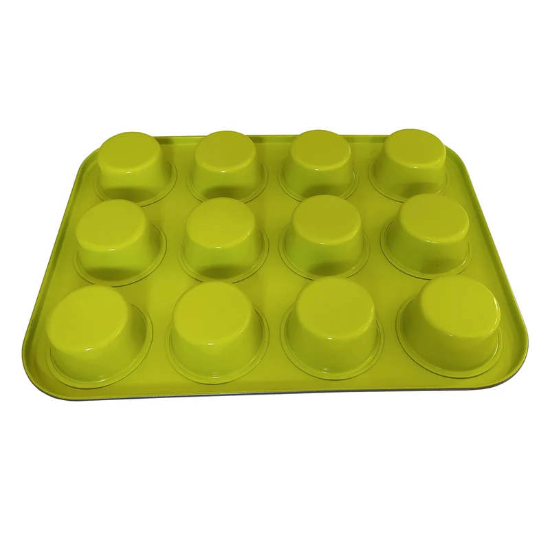 *Molde para 12 Muffin Color Verde de 35x26x3 con Antiadherente Trv*