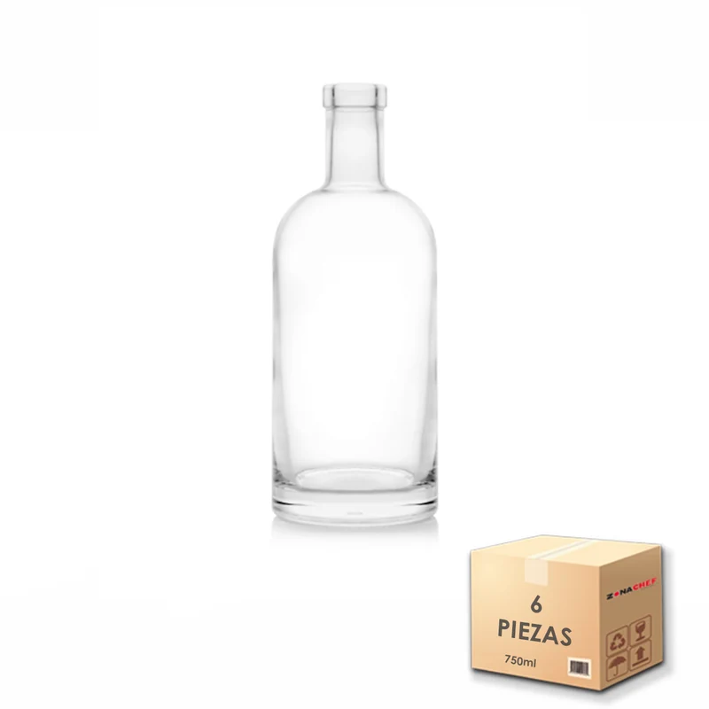 Botella Liverpool 750ml de Vidrio sin Corcho Caja con 6 Piezas Vcl