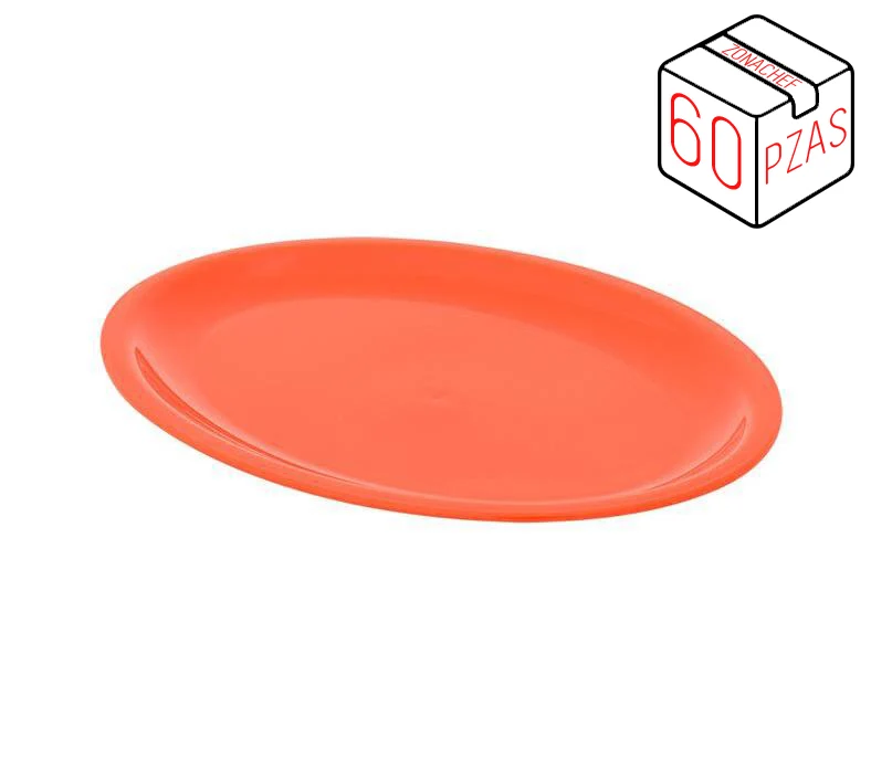 Linea Colombia de Polipropileno Plato Plano XL de 24.5 cm Naranja Caja c/60 pzas Tcp