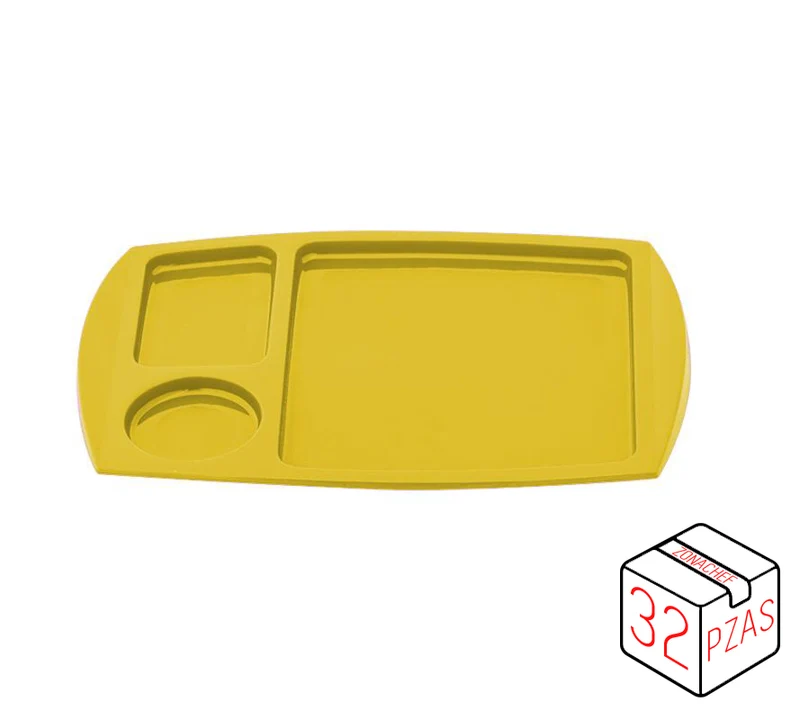 Linea Kinder Charola de Polipropileno c/Divisiones Amarillo Caja c/32 pzas Tcp