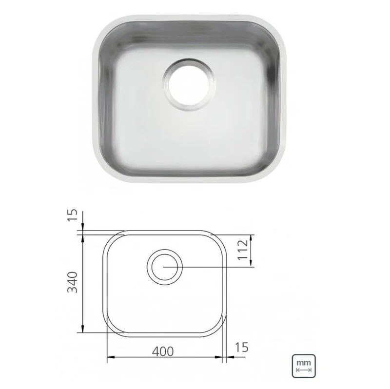 Tarja/Fregadero Tramontina 40 x 34 Cubeta Simple en Acero Inox Satinada