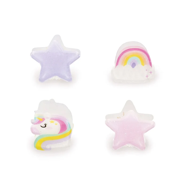Conjunto de 4 mini molas de cabelo - Unicórnio