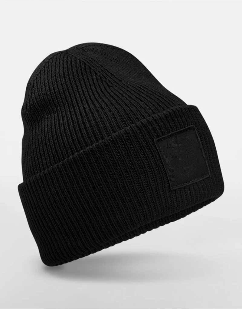 Deep Cuffed Tonal Patch Beanie - Recycled & Customizable | 10369