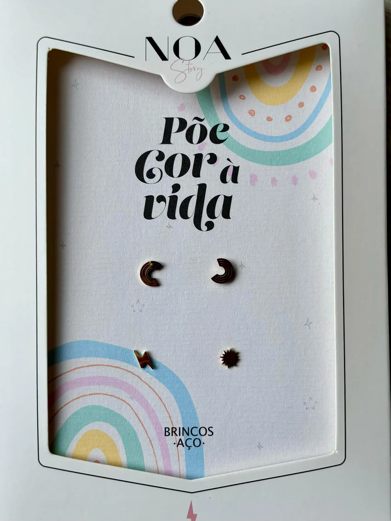 Brinco Aço Dourado - Põe Cor a Vida