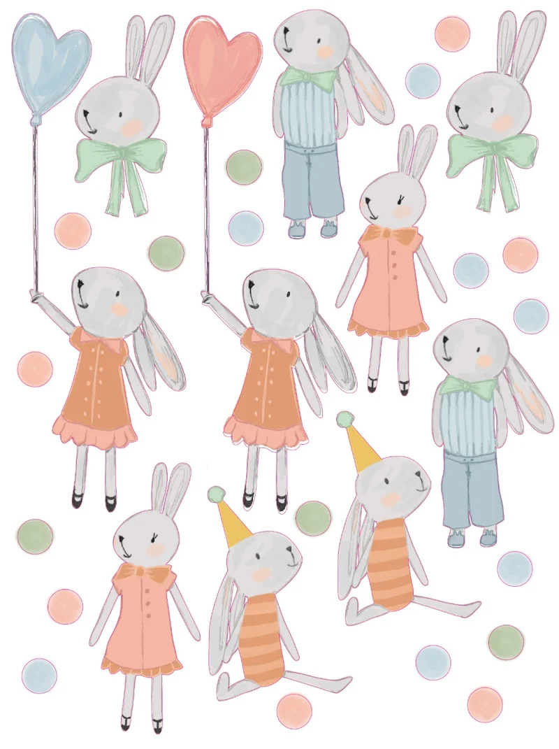 Wallstickers rabbit love