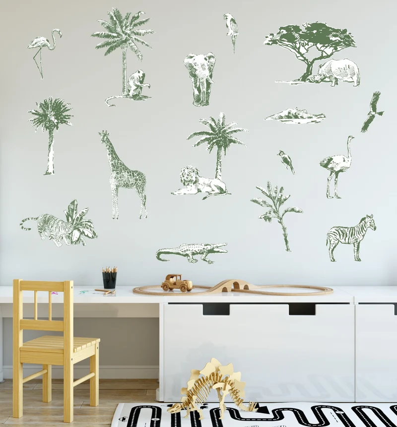 Wallstickers Safari verde